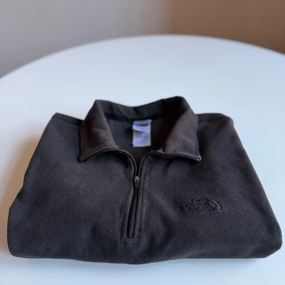 The North Face Fleece Sweater Pullover Men's Black Half-zip Stand collar Size M